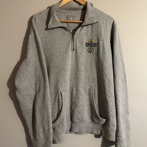 Boston Bruins NHL 2011 Stanley Cup Champions Quarter Zip Sweater Size Medium Gra
